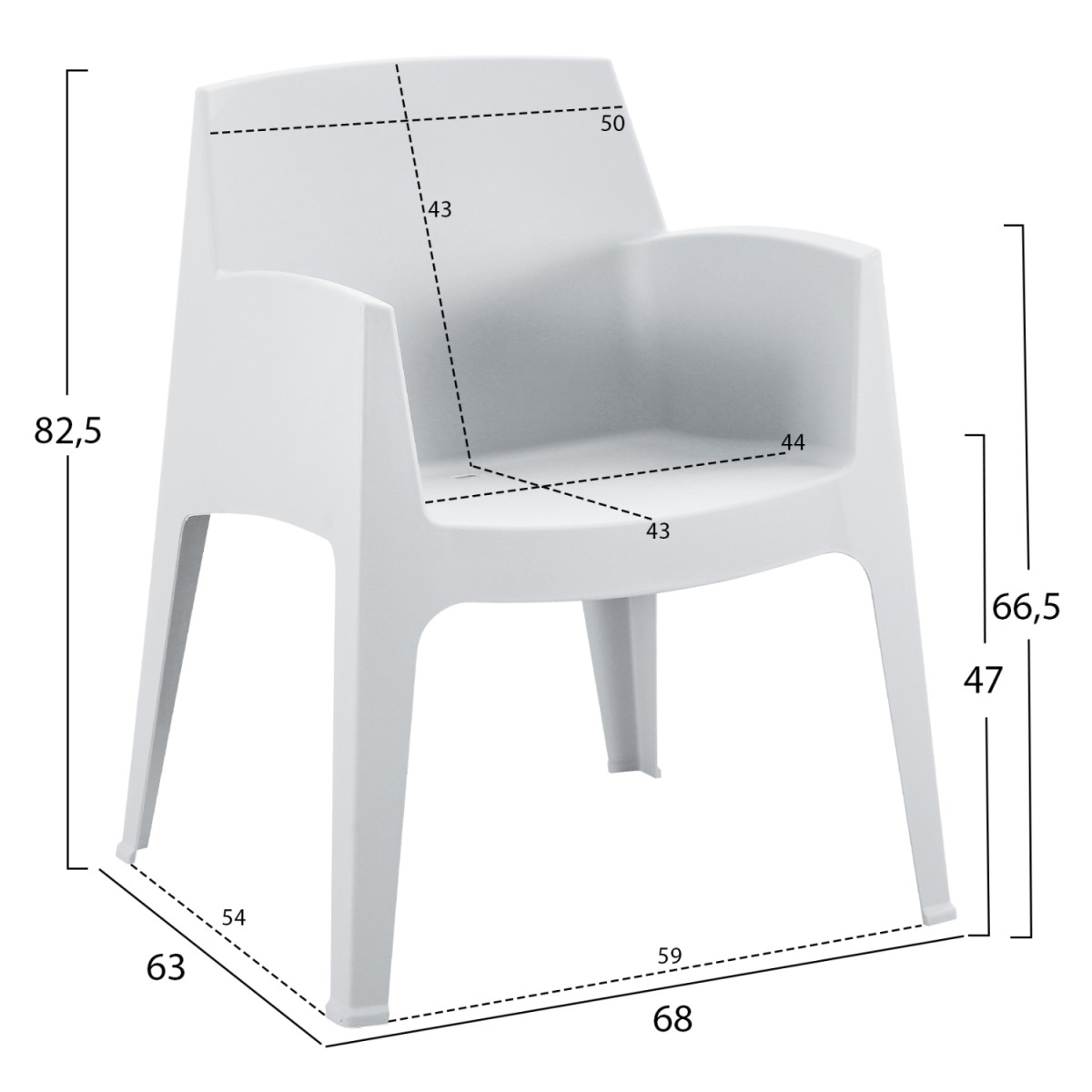 ΠΟΛΥΘΡΟΝΑ ΠΟΛΥΠΡΟΠΥΛΕΝΙΟΥ SLEEK HM6370.01 ΛΕΥΚΗ 68x63x82,5Υεκ.