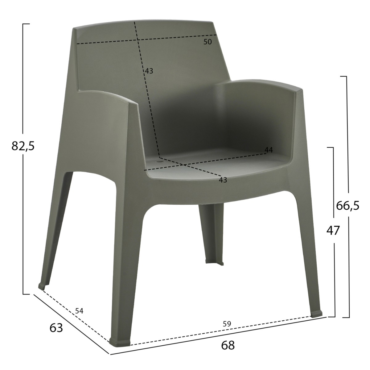 ΠΟΛΥΘΡΟΝΑ ΠΟΛΥΠΡΟΠΥΛΕΝΙΟΥ SLEEK HM6370.05 DARK OLIVE GREEN 68x63x82,5Υεκ.