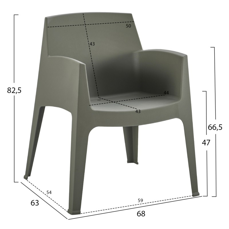 ΠΟΛΥΘΡΟΝΑ ΠΟΛΥΠΡΟΠΥΛΕΝΙΟΥ SLEEK HM6370.05 DARK OLIVE GREEN 68x63x82,5Υεκ.