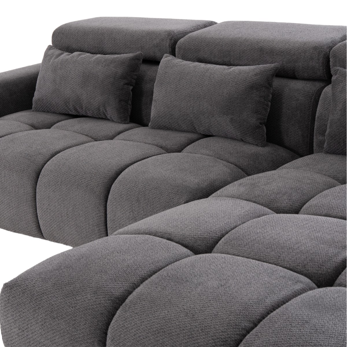 ΚΑΝΑΠΕΣ ΔΕΞΙΑ ΓΩΝΙΑ DIVYA HM3267.12R ΓΚΡΙ ΥΦΑΣΜΑ 260x100-174x104Υεκ.