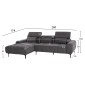 ΚΑΝΑΠΕΣ ΑΡΙΣΤΕΡΗ ΓΩΝΙΑ DIVYA HM3267.12L ΓΚΡΙ ΥΦΑΣΜΑ 260x100-174x104Υεκ.