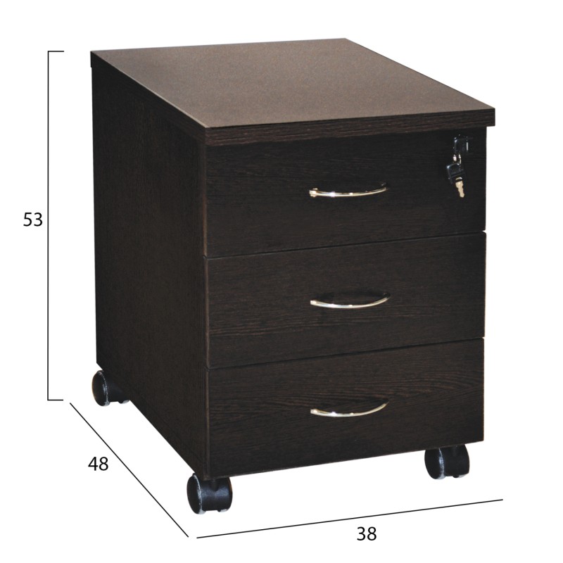 ΣΥΡΤΑΡΙΕΡΑ ΓΡΑΦΕΙΟΥ ΕΠΑΓΓΕΛΜΑΤΙΚΗ SIENNA HM2011.02 WENGE ΜΕ 3ΣΥΡΤΑΡΙΑ 38X48X53cm