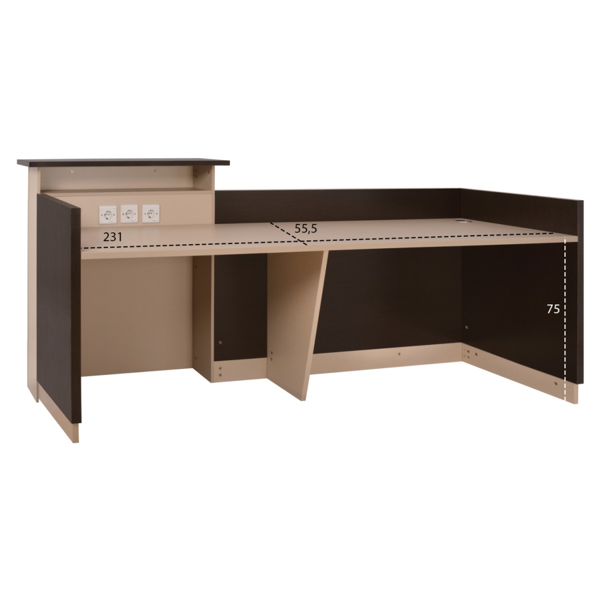 ΓΡΑΦΕΙΟ ΥΠΟΔΟΧΗΣ DALTON 240X82 WENGE ΜΠΕΖ HM2068.01 240x82x105cm