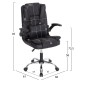 ΚΑΡΕΚΛΑ ΓΡΑΦΕΙΟΥ CANAN HM1201 ΜΑΥΡO PVC-ΒΑΣΗ ΧΡΩΜΙΟΥ 66x61x105Υεκ.