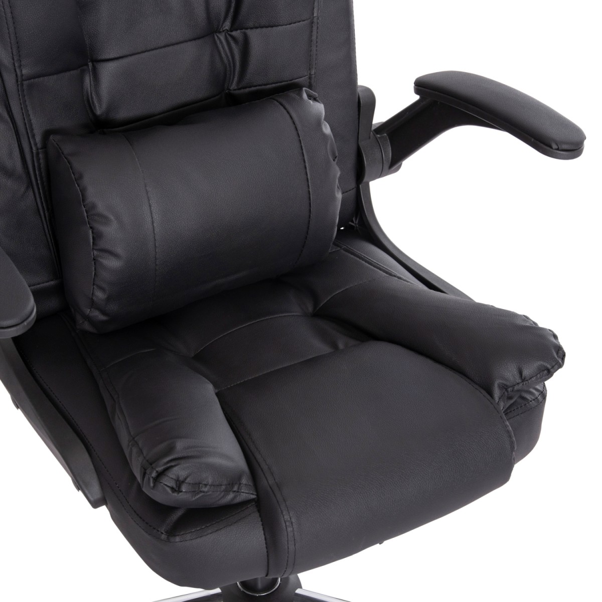 ΚΑΡΕΚΛΑ ΓΡΑΦΕΙΟΥ CANAN HM1201 ΜΑΥΡO PVC-ΒΑΣΗ ΧΡΩΜΙΟΥ 66x61x105Υεκ.