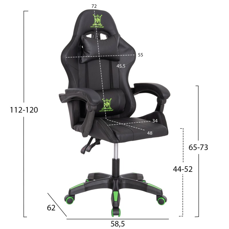 ΠΟΛΥΘΡΟΝΑ GAMING DARREN HM1203.03 ΜΑΥΡΟ-ΠΡΑΣΙΝΟ PVC 58.5x100x120Υεκ.