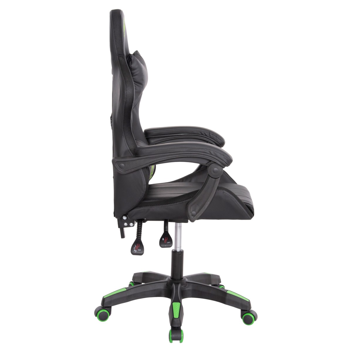 ΠΟΛΥΘΡΟΝΑ GAMING DARREN HM1203.03 ΜΑΥΡΟ-ΠΡΑΣΙΝΟ PVC 58.5x100x120Υεκ.