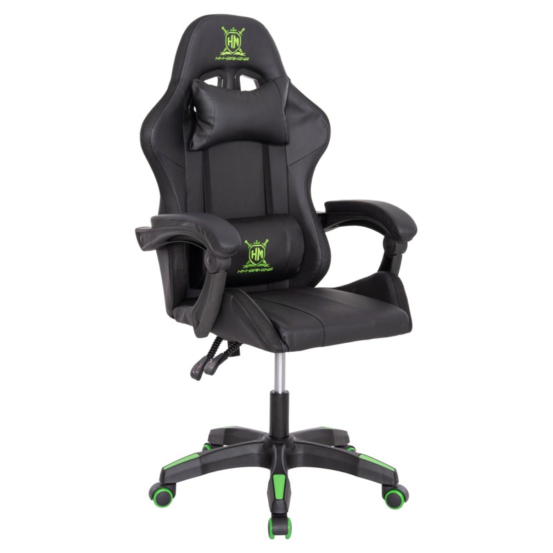 ΠΟΛΥΘΡΟΝΑ GAMING DARREN HM1203.03 ΜΑΥΡΟ-ΠΡΑΣΙΝΟ PVC 58.5x100x120Υεκ.