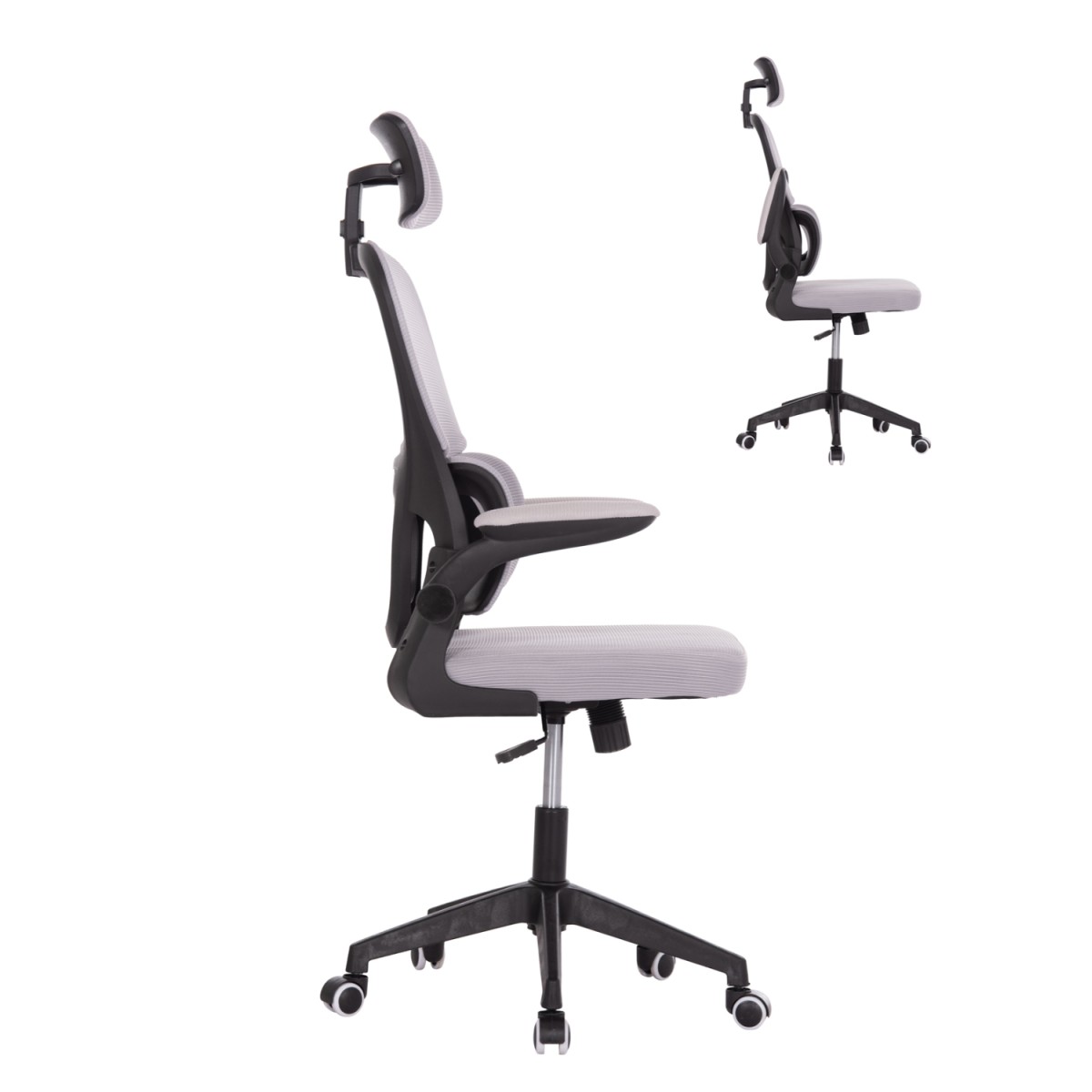 ΚΑΡΕΚΛΑ ΓΡΑΦΕΙΟΥ BASTON HM18236.02 ΓΚΡΙ MESH & ΜΑΥΡΟ PP ΣΚΕΛΕΤΟΣ 64x60x127Υεκ.