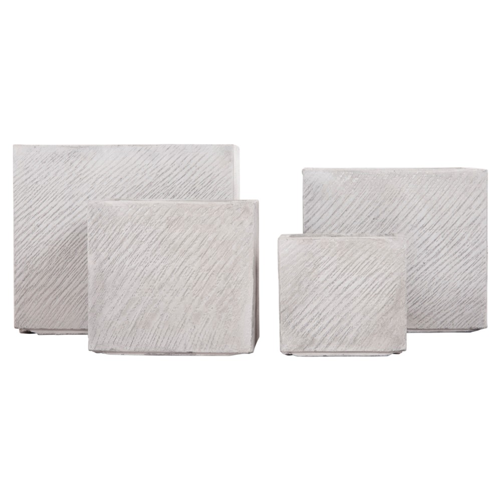 ΣΕΤ 4ΤΜΧ ΓΛΑΣΤΡΕΣ ΤΕΤΡΑΓΩΝΕΣ GARDENER HM4730 FIBERCLAY ΓΚΡΙ CEMENT 37x37x32Υεκ.