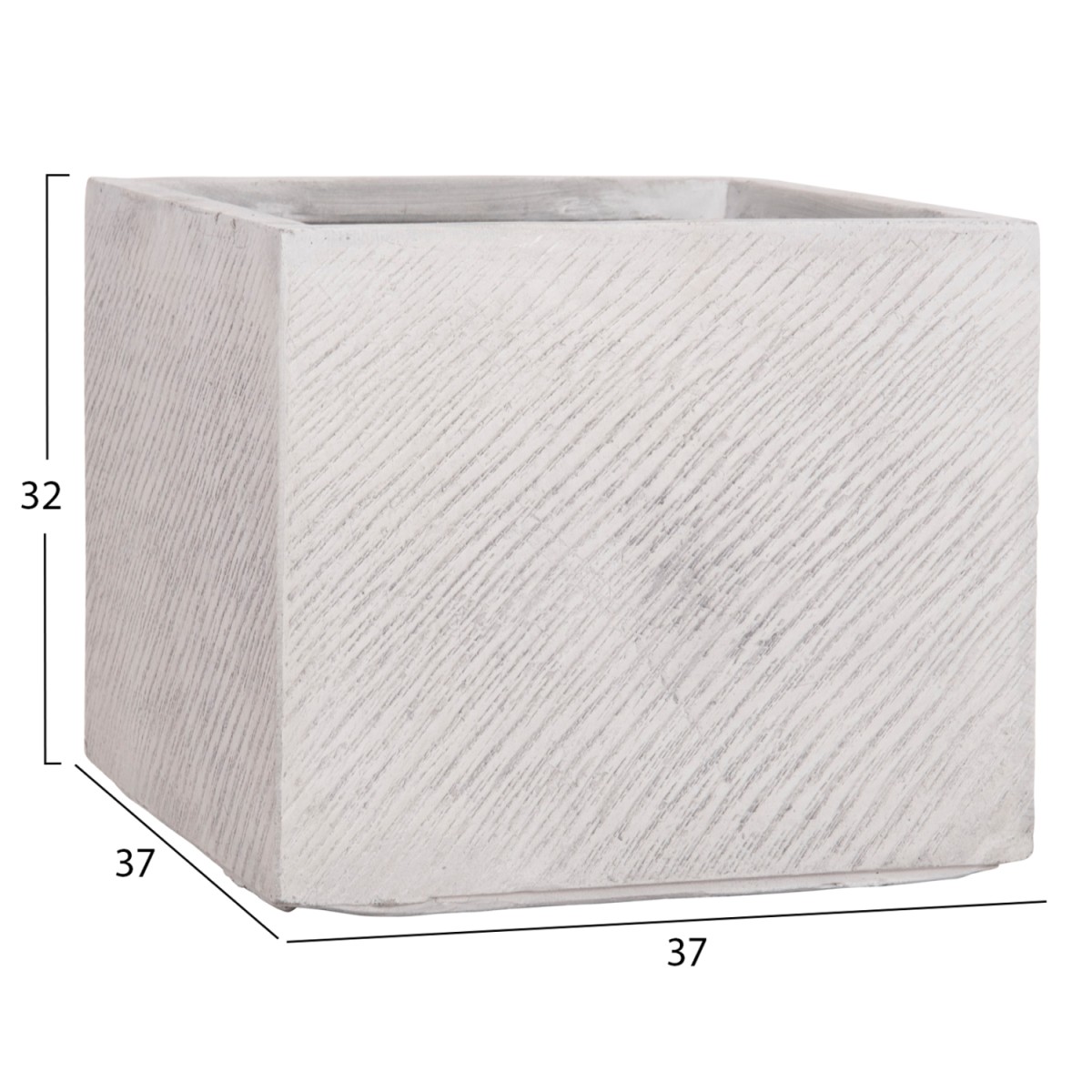 ΣΕΤ 4ΤΜΧ ΓΛΑΣΤΡΕΣ ΤΕΤΡΑΓΩΝΕΣ GARDENER HM4730 FIBERCLAY ΓΚΡΙ CEMENT 37x37x32Υεκ.
