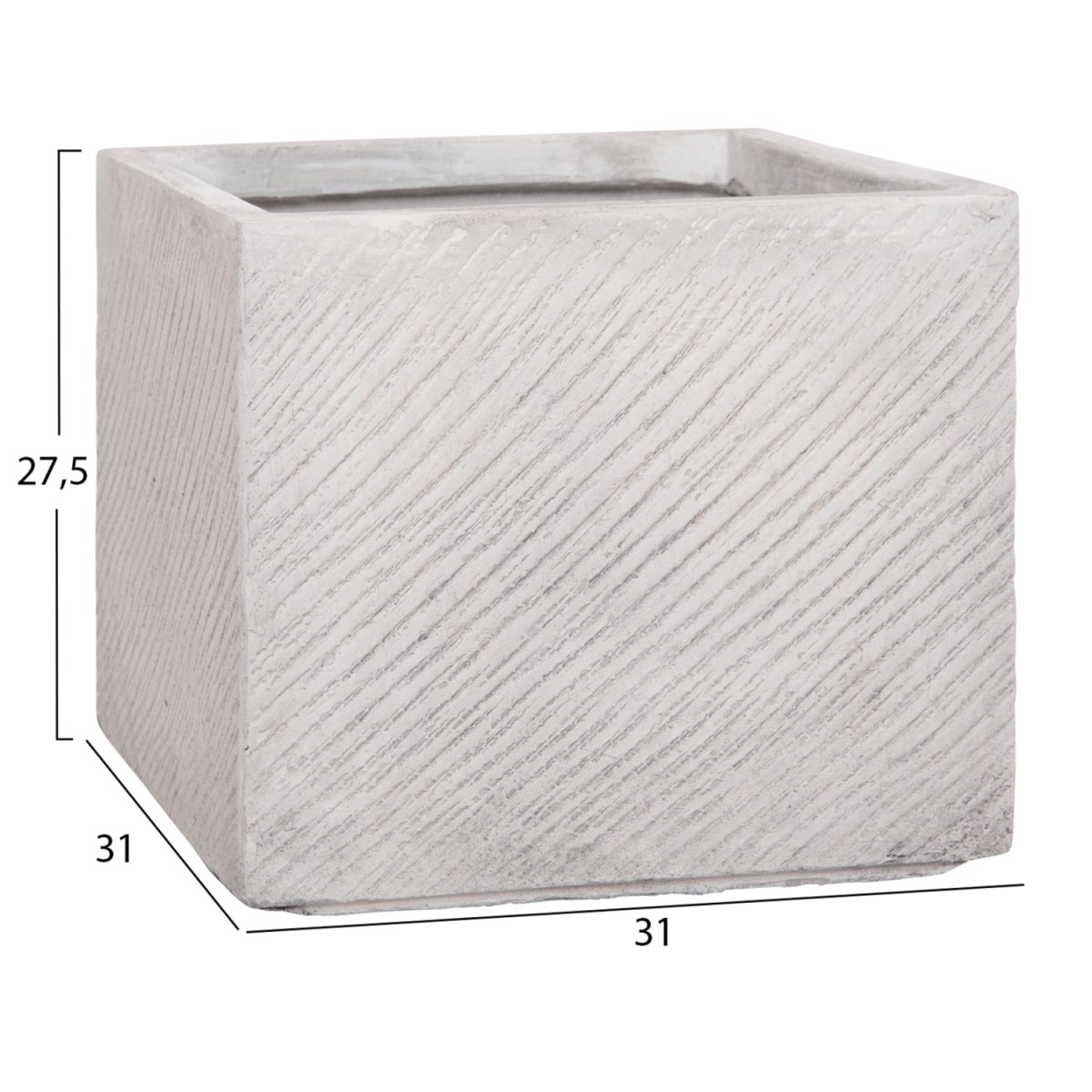 ΣΕΤ 4ΤΜΧ ΓΛΑΣΤΡΕΣ ΤΕΤΡΑΓΩΝΕΣ GARDENER HM4730 FIBERCLAY ΓΚΡΙ CEMENT 37x37x32Υεκ.