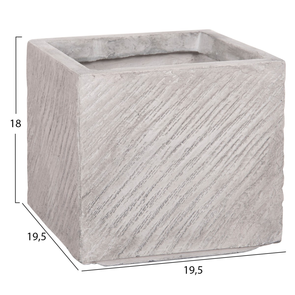 ΣΕΤ 4ΤΜΧ ΓΛΑΣΤΡΕΣ ΤΕΤΡΑΓΩΝΕΣ GARDENER HM4730 FIBERCLAY ΓΚΡΙ CEMENT 37x37x32Υεκ.