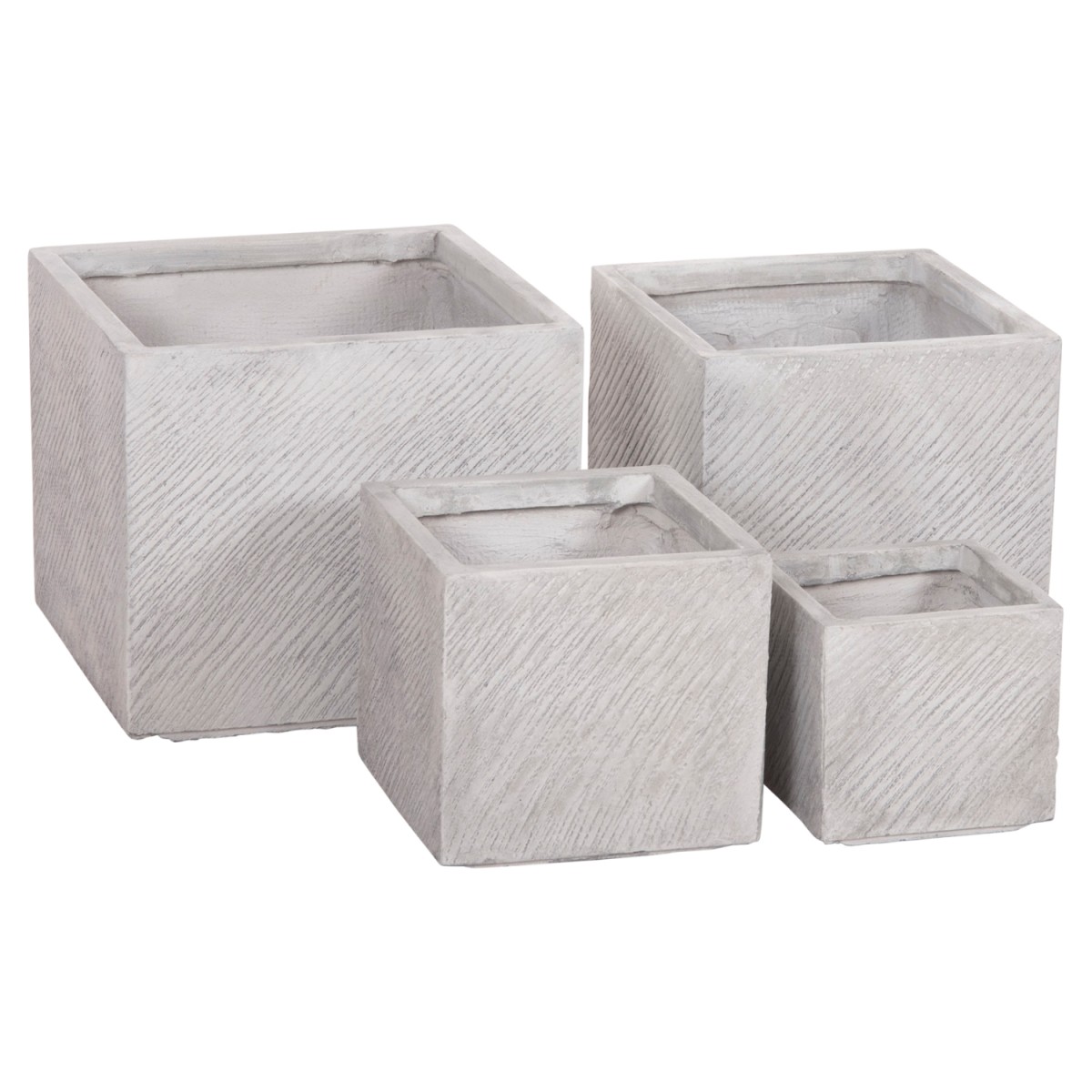ΣΕΤ 4ΤΜΧ ΓΛΑΣΤΡΕΣ ΤΕΤΡΑΓΩΝΕΣ GARDENER HM4730 FIBERCLAY ΓΚΡΙ CEMENT 37x37x32Υεκ.