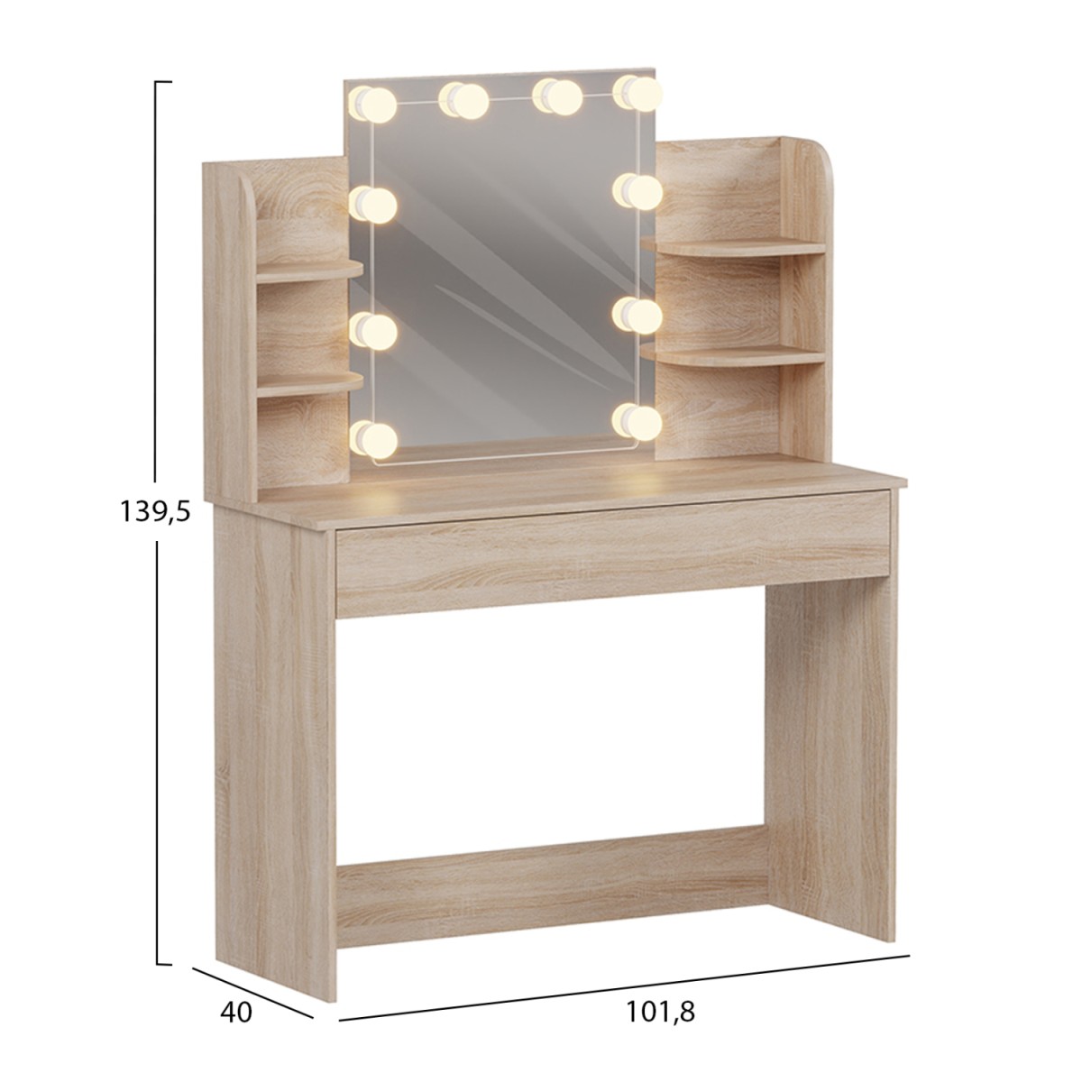 ΤΟΥΑΛΕΤΑ ΜΕ ΦΩΤΙΣΜΟ LED-ΡΑΦΙΑ-ΣΥΡΤΑΡΙΑ LAURYN HM2502.01 SONAMA 108x40x140Υεκ