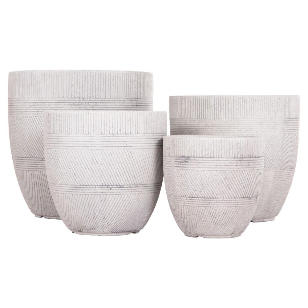 ΣΕΤ 4ΤΜΧ ΓΛΑΣΤΡΕΣ ΣΤΡΟΓΓΥΛΕΣ ΣΕΙΡΑ GARDENER HM4719 FIBERCLAY-ΧΡΩΜΑ CEMENT Φ44x43Υεκ