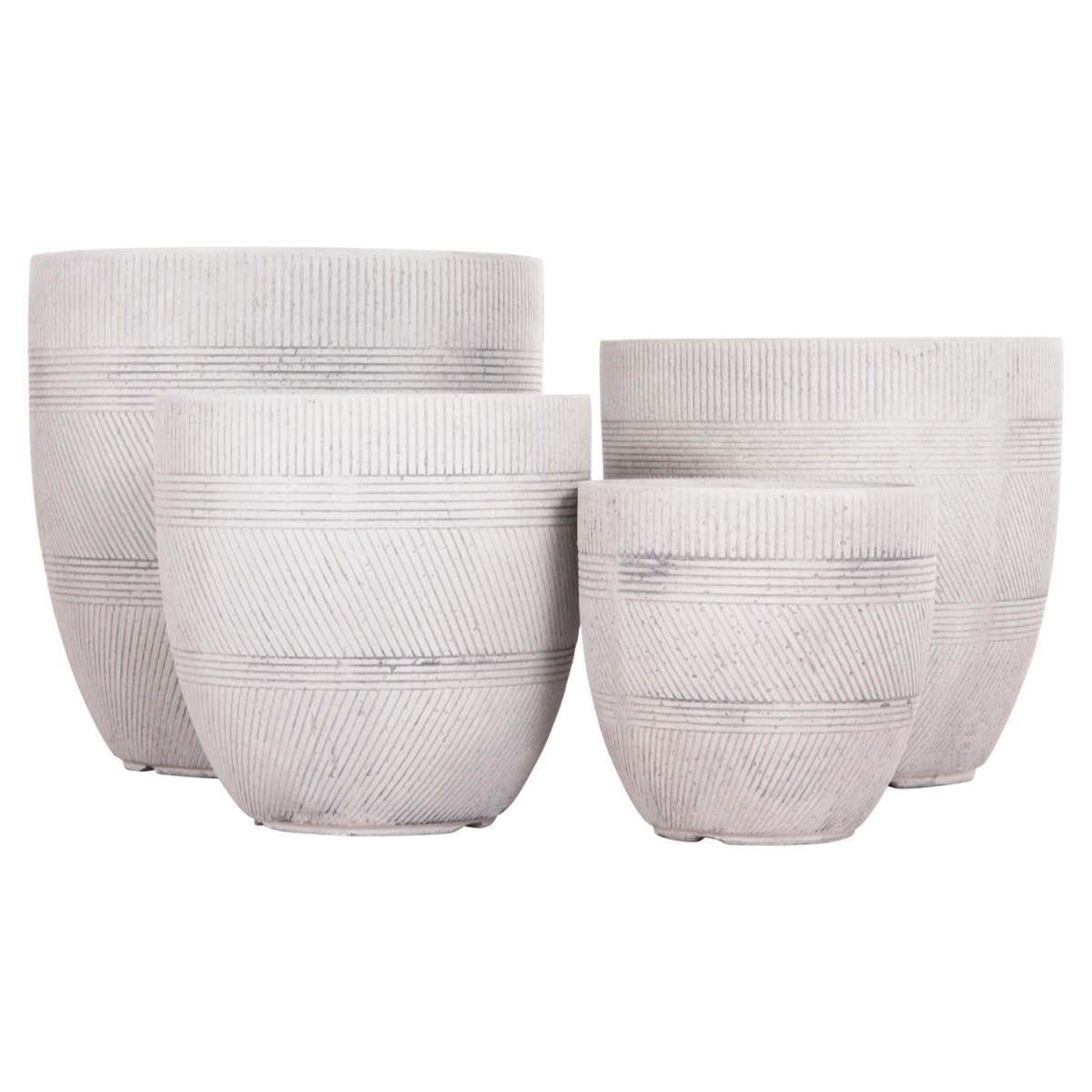 ΣΕΤ 4ΤΜΧ ΓΛΑΣΤΡΕΣ ΣΤΡΟΓΓΥΛΕΣ ΣΕΙΡΑ GARDENER HM4719 FIBERCLAY-ΧΡΩΜΑ CEMENT Φ44x43Υεκ