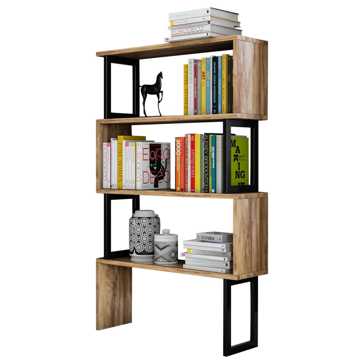 ΒΙΒΛΙΟΘΗΚΗ INGRID ΚΑΡΥΔΙ ΜΕ ΜΑΥΡΟ ΣΚΕΛΕΤΟ HM8867.01 80x22x128 εκ.