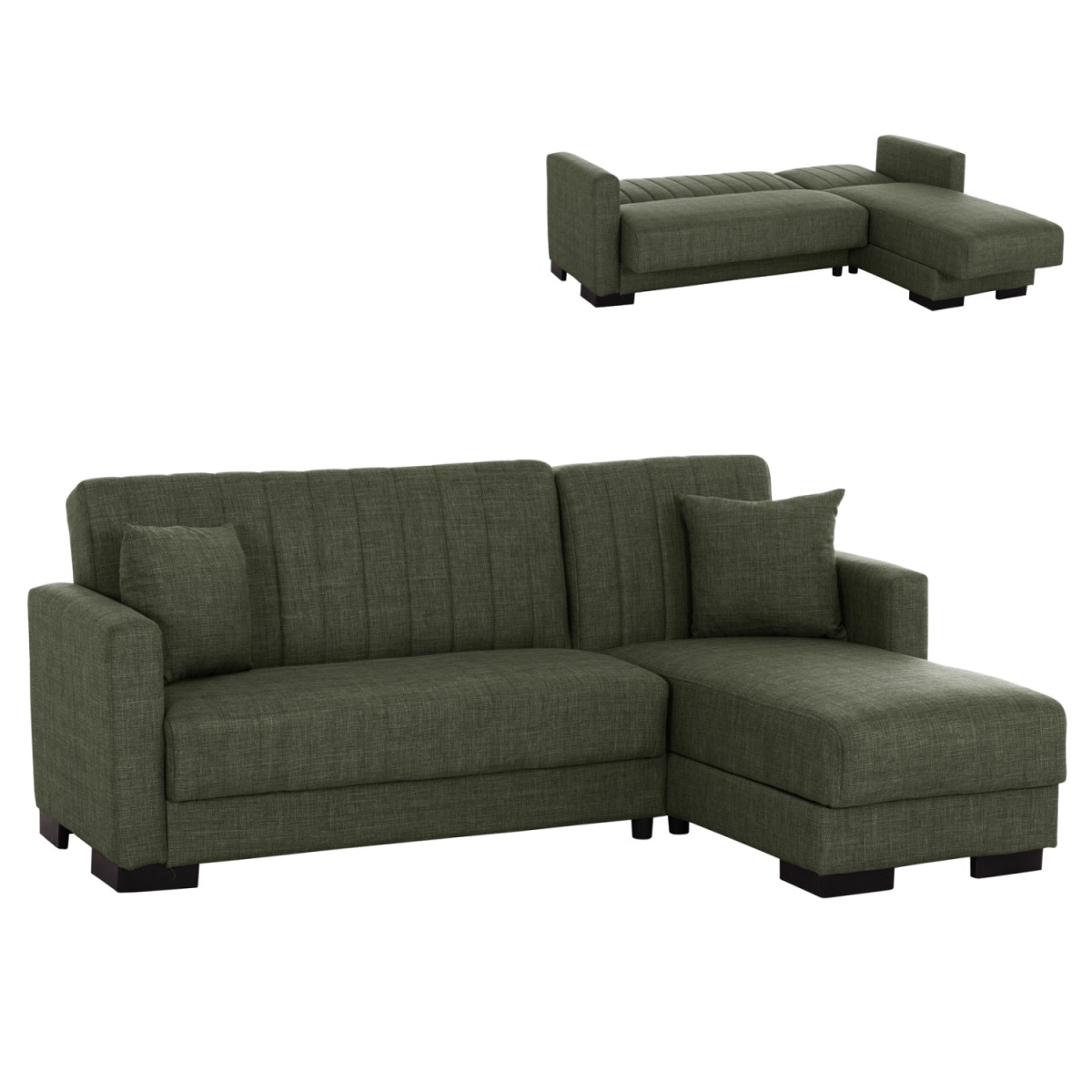ΚΑΝΑΠΕΣ ΚΡΕΒΑΤΙ GHUFRAN ΓΩΝΙΑ ΑΝΑΣΤΡΕΨΙΜΗ DARK OLIVE HM3244.05 200x133x77Yεκ.
