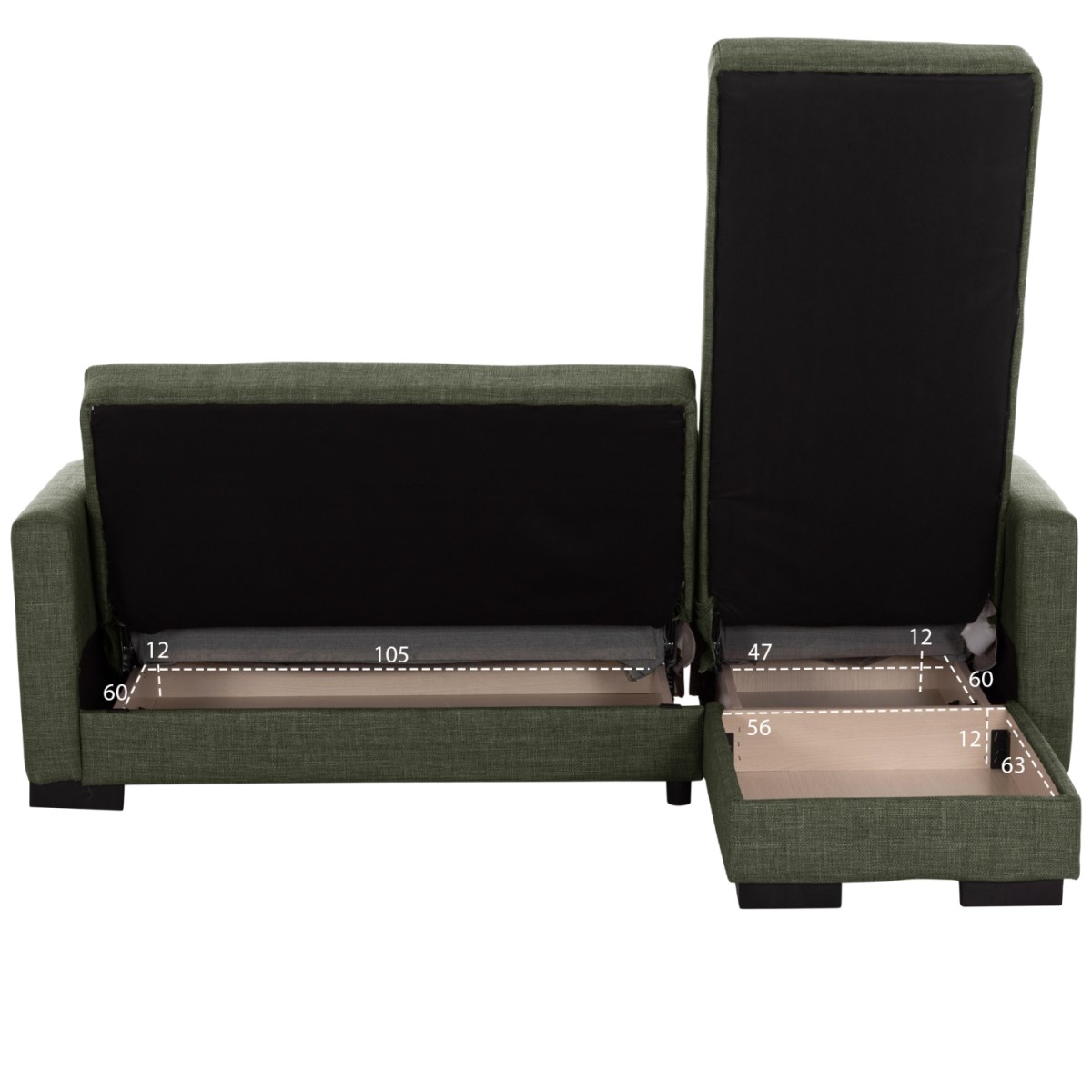 ΚΑΝΑΠΕΣ ΚΡΕΒΑΤΙ GHUFRAN ΓΩΝΙΑ ΑΝΑΣΤΡΕΨΙΜΗ DARK OLIVE HM3244.05 200x133x77Yεκ.