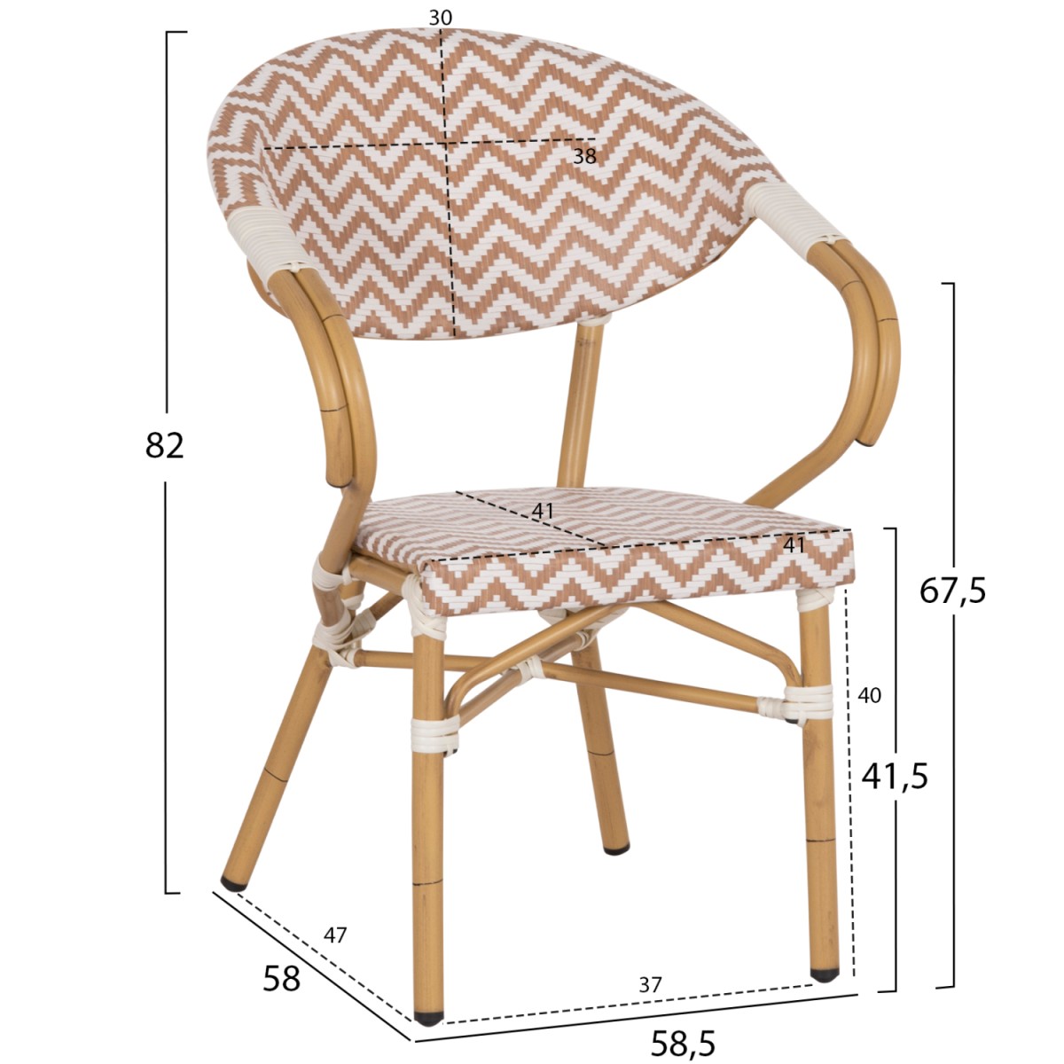 ΠΟΛΥΘΡΟΝΑ BAMBOO LOOK HM5861.03 ΚΑΦΕ-ΛΕΥΚΟ 58.5x58x82Υεκ.