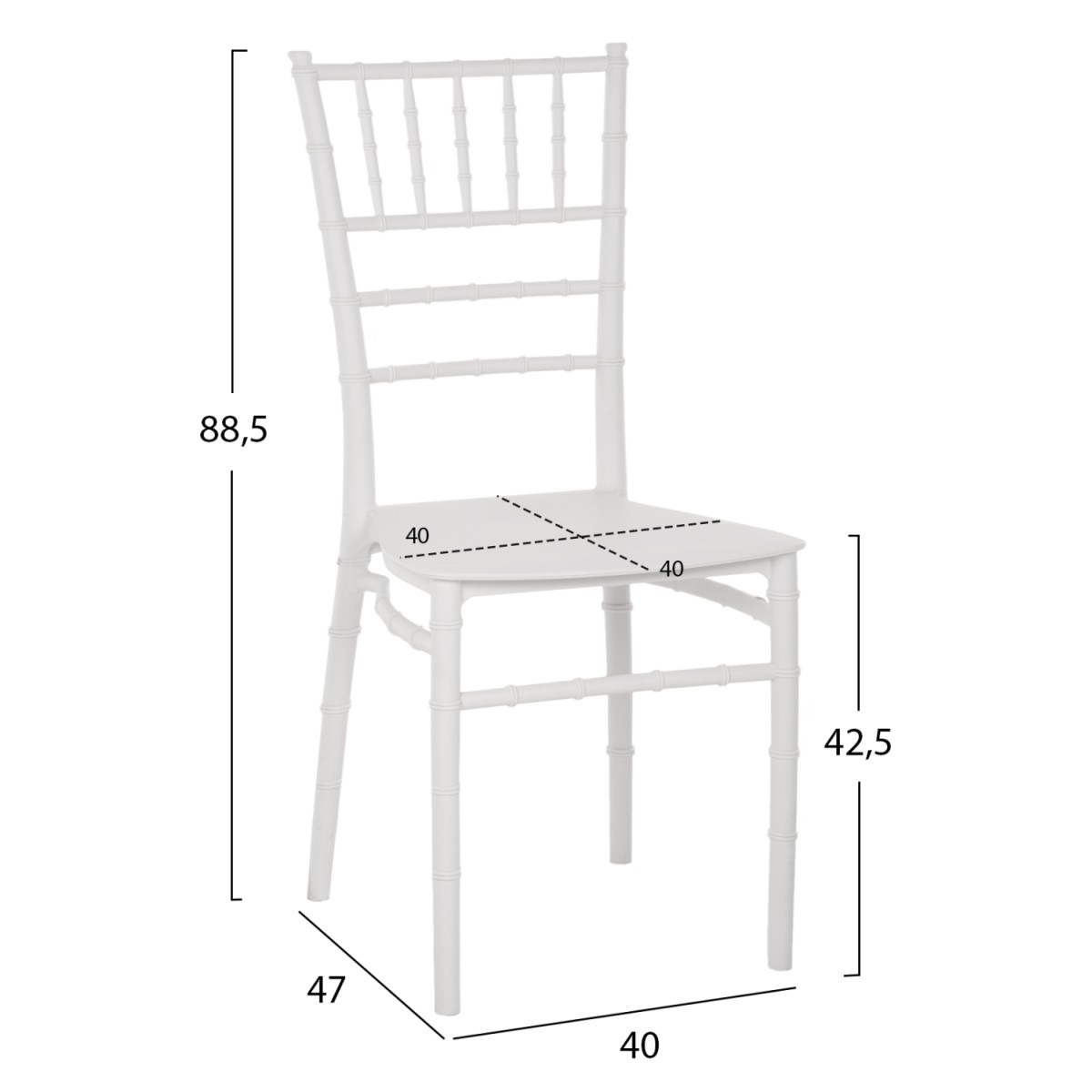 ΚΑΡΕΚΛΑ ΠΟΛΥΠΡΟΠΥΛΕΝΙΟΥ CATERING TIFFANY HM8058.31 ΛΕΥΚΟ 40x47x88,5 εκ.