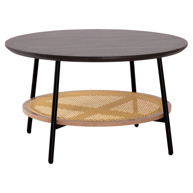 ΤΡΑΠΕΖΙ ΣΑΛΟΝΙΟΥ SEWELL HM18033 MDF ΣΕ ZEBRANO-ΜΕΤΑΛΛΙΚΑ ΠΟΔΙΑ-WICKER Φ80x46,5Υεκ.