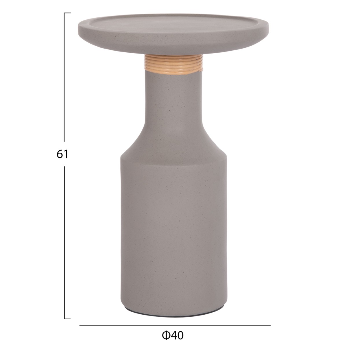 ΒΟΗΘΗΤΙΚΟ ΤΡΑΠΕΖΙ TRED(T) HM18169.03 FIBER CEMENT ΓΚΡΙ-ΦΥΣΙΚΟ RATTAN--Φ40x61Υεκ.