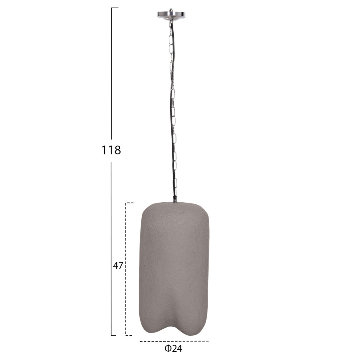 ΦΩΤΙΣΤΙΚΟ ΟΡΟΦΗΣ ΚΡΕΜΑΣΤΟ LOGKY HM4704.03S--FIBER CEMENT ΓΚΡΙ Φ24x47Υεκ