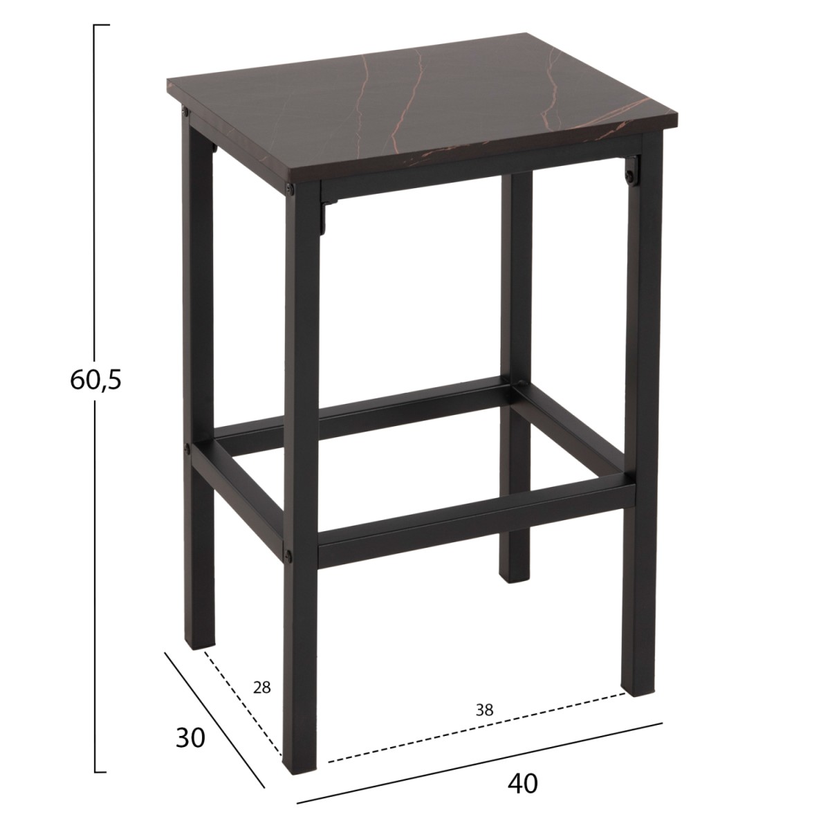 ΣΕΤ ΤΡΑΠΕΖΑΡΙΑ ΜΠΑΡ 5ΤΜΧ BOXY HM9882.13 ΜΑΥΡΟ ΜΕΤΑΛΛΟ-ΜΕΛΑΜΙΝΗ ΜΑΥΡΟ ΜΑΡΜΑΡΟ