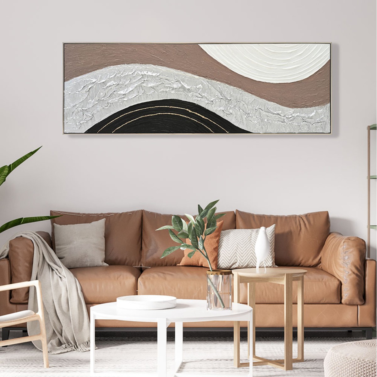 ΠΙΝΑΚΑΣ ΤΟΙΧΟΥ ABSTRACT HM4552.02 ΜΕ ΚΟΡΝΙΖΑ ΜΠΕΖ-ΚΑΜΒΑΣ-ΧΕΙΡΟΠΟΙΗΤΟΣ 152x4.5x52Υεκ.
