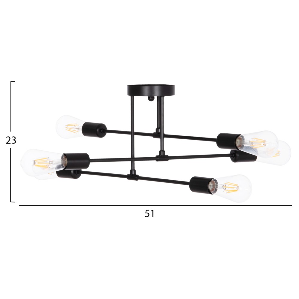 ΦΩΤΙΣΤΙΚΟ ΟΡΟΦΗΣ ΠΟΛΥΦΩΤΟ LIGHTY HM7427.11 ΜΕΤΑΛΛΟ ΣΕ ΜΑΥΡΟ 51x51x23Υεκ.