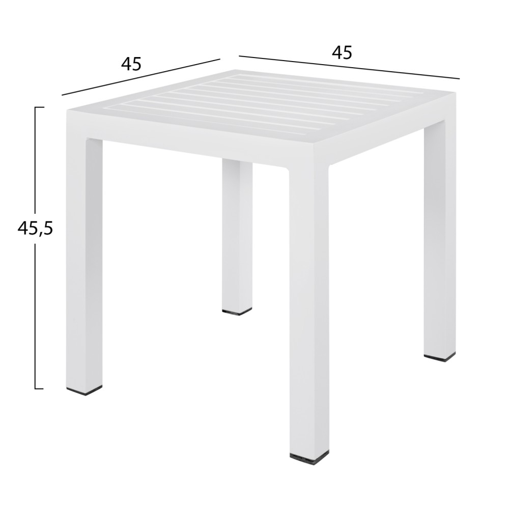 ΤΡΑΠΕΖΙ ΑΛΟΥΜΙΝΙΟΥ QIANA HM5402.01 ΛΕΥΚΟ 45x45x45,5Υ εκ.