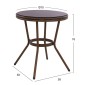 ΤΡΑΠΕΖΙ ΑΛΟΥΜΙΝΙΟΥ MOSES Φ70x76 εκ. BAMBOO LOOK HM5532.03 ΚΑΦΕ ΜΕ ΓΥΑΛΙ