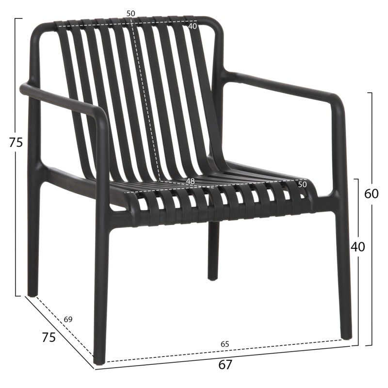 ΠΟΛΥΘΡΟΝΑ LOUNGE ΕΞΩΤ.ΧΩΡΟΥ MALEN HM6626.02 ΜΑΥΡΟ ΠΟΛΥΠΡΟΠΥΛΕΝΙΟ 67x75x75Υεκ