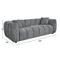 ΚΑΝΑΠΕΣ 3-ΘΕΣΙΟΣ LYKKE HM3323.01 ΓΚΡΙ ΥΦΑΣΜΑ 229x89x70Υεκ