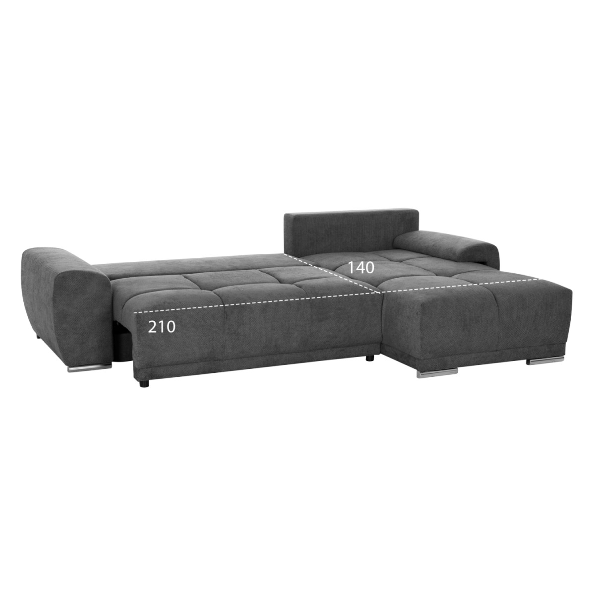 ΚΑΝΑΠΕΣ ΚΡΕΒΑΤΙ ΔΕΞΙΑ ΓΩΝΙΑ COMFYRA HM3336.01R ΓΚΡΙ ΥΦΑΣΜΑ 270x181x75Υεκ