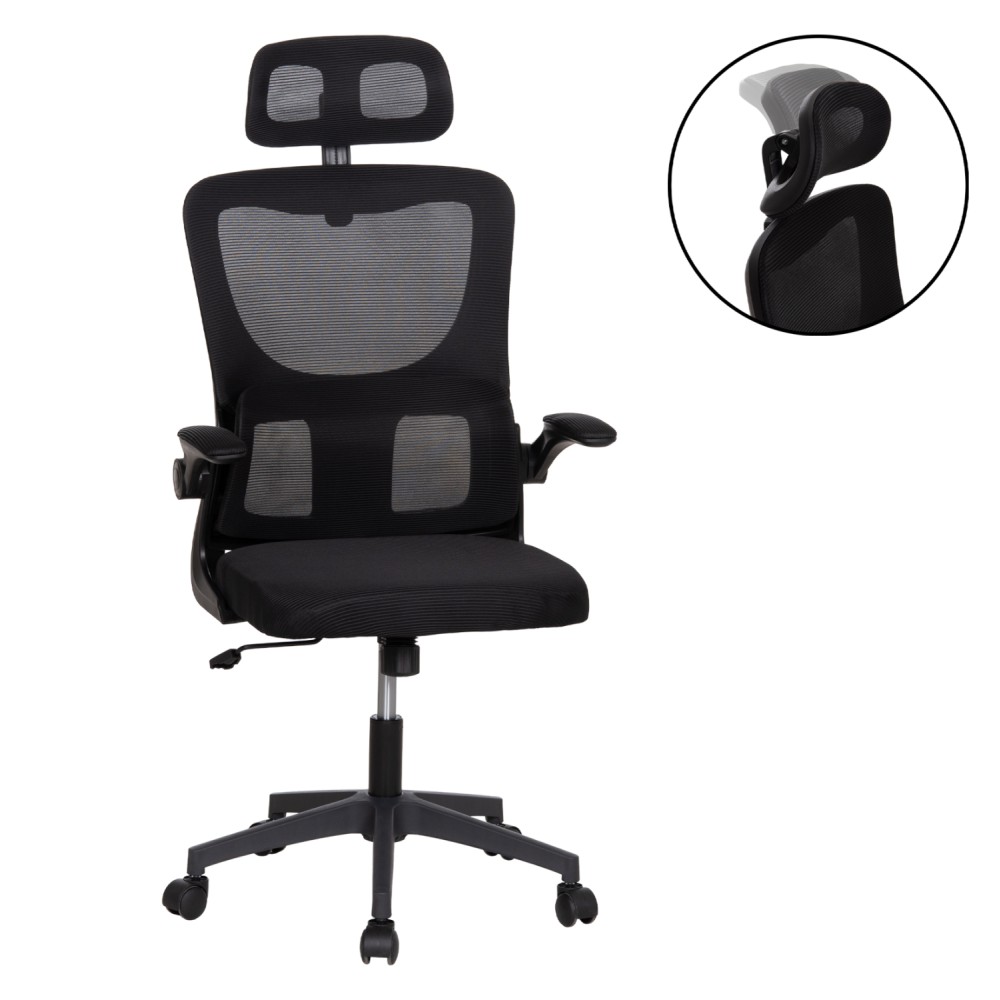 ΚΑΡΕΚΛΑ ΓΡΑΦΕΙΟΥ KESI HM1222.01 ΜΑΥΡO MESH & PP 61x62x125Υεκ.