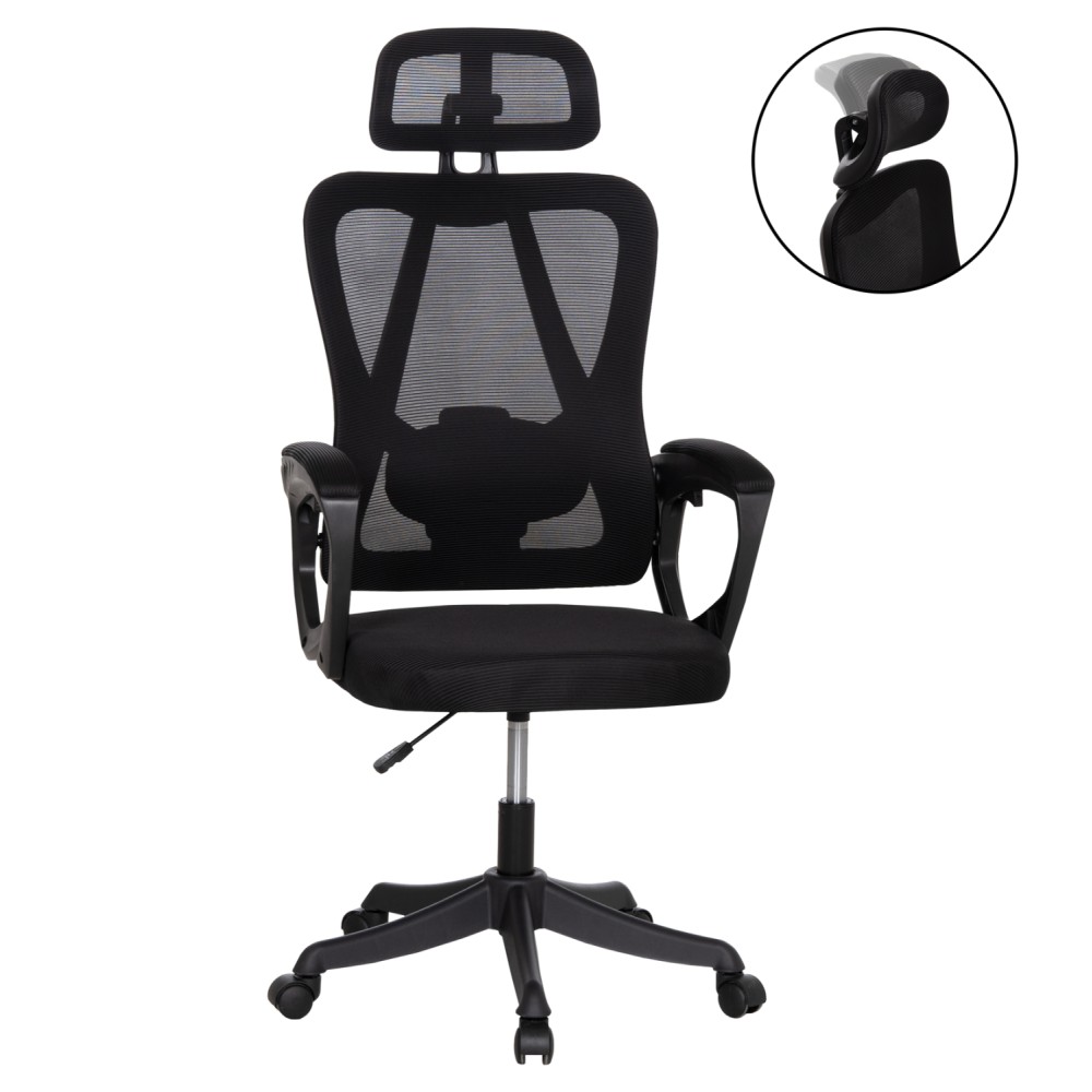 ΚΑΡΕΚΛΑ ΓΡΑΦΕΙΟΥ FRANTIC HM1224.01 ΜΑΥΡO MESH & ΠΟΛΥΠΡΟΠΥΛΕΝΙΟ 60x66x130Υεκ