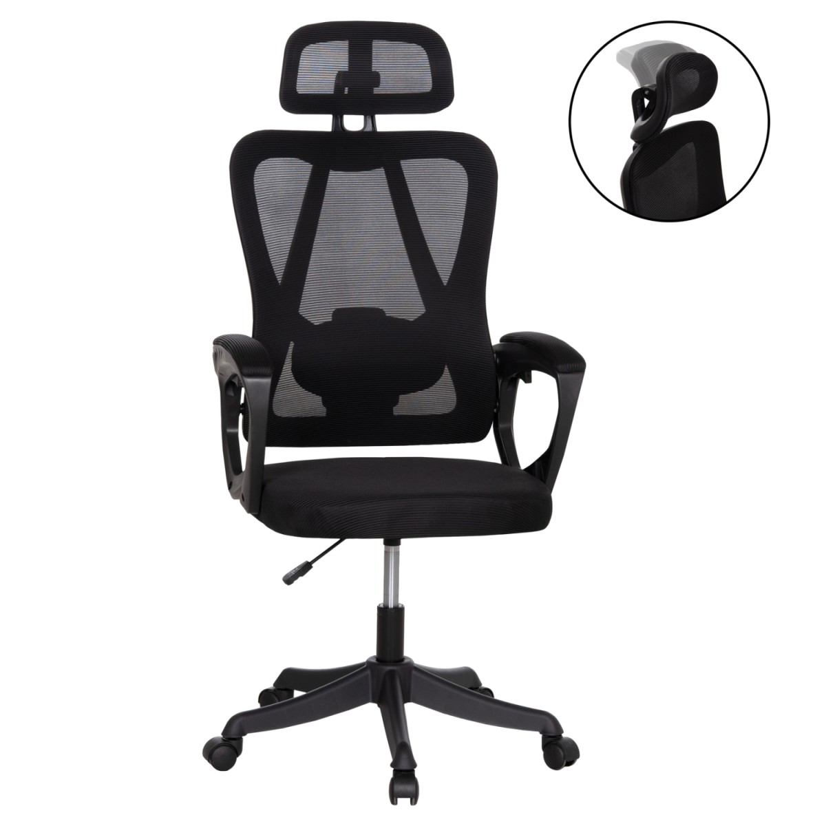 ΚΑΡΕΚΛΑ ΓΡΑΦΕΙΟΥ FRANTIC HM1224.01 ΜΑΥΡO MESH & ΠΟΛΥΠΡΟΠΥΛΕΝΙΟ 60x66x130Υεκ