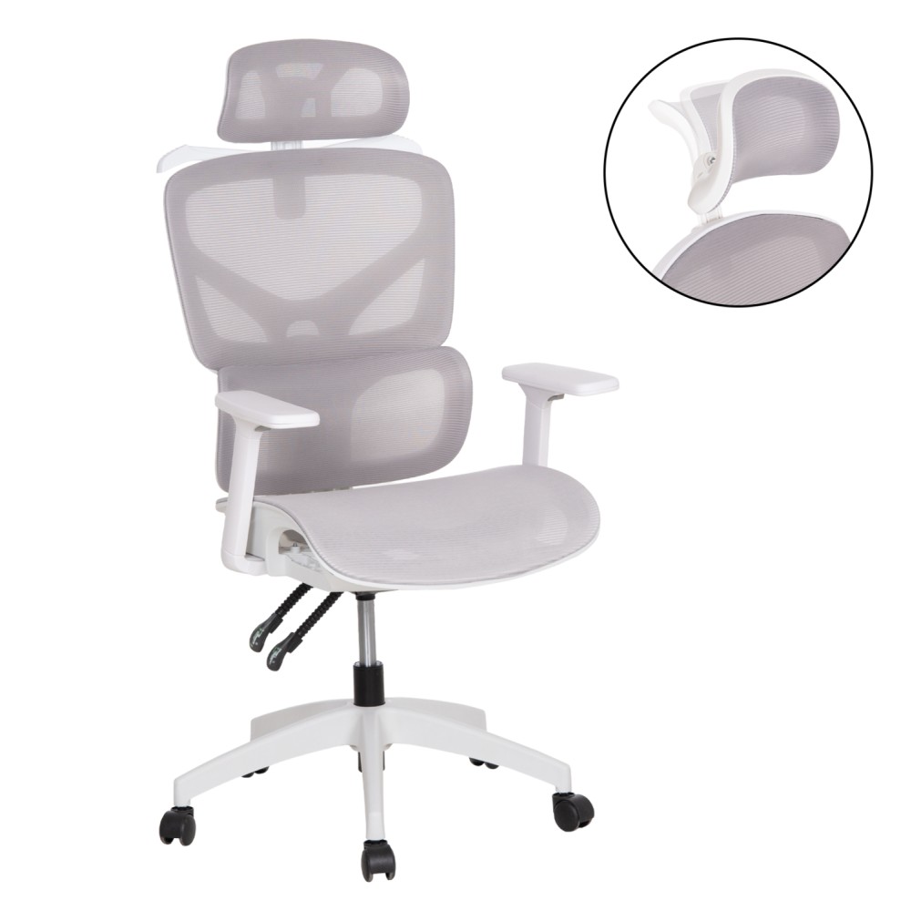 ΚΑΡΕΚΛΑ ΓΡΑΦΕΙΟΥ APEX HM1227.02 ΛΕΥΚΟ PP--ΑΝΟΙΧΤΟ ΓΚΡΙ MESH 70x66x113-130Υεκ
