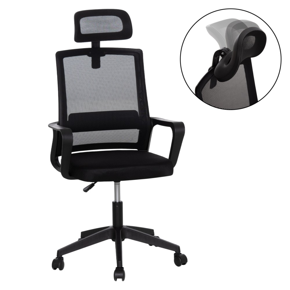ΚΑΡΕΚΛΑ ΓΡΑΦΕΙΟΥ VELOCITY HM1229.01 ΜΑΥΡO MESH & PP 60x62x123Υεκ
