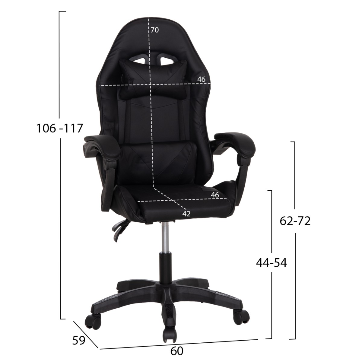 ΚΑΡΕΚΛΑ GAMING STRATUS HM1231.01 ΜΑΥΡΟ PVC--ΜΕ ΜΑΞIΛΑΡΑΚΙΑ ΜΕΣΗΣ/ΚΕΦΑΛΗΣ 60x59x117Υεκ