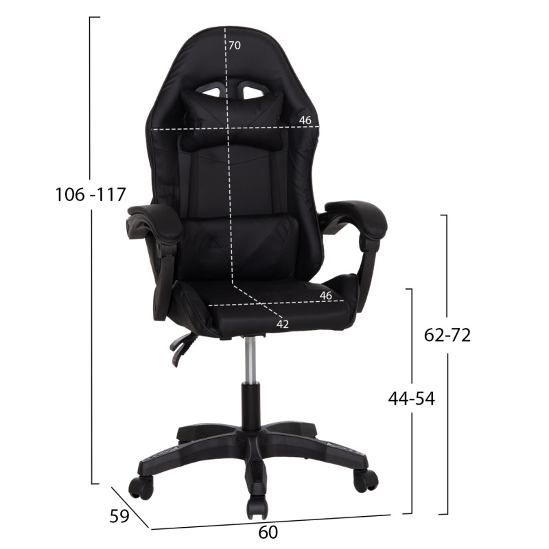 ΚΑΡΕΚΛΑ GAMING STRATUS HM1231.01 ΜΑΥΡΟ PVC--ΜΕ ΜΑΞIΛΑΡΑΚΙΑ ΜΕΣΗΣ/ΚΕΦΑΛΗΣ 60x59x117Υεκ