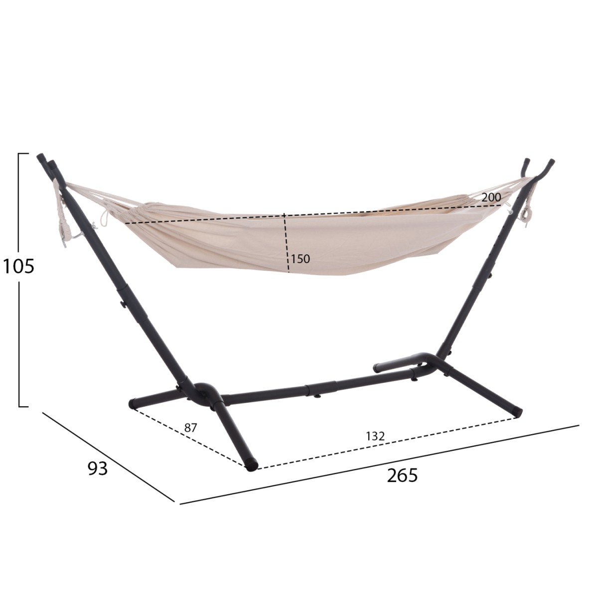 ΑΙΩΡΑ CRAVE HM6304.02 ΑΝΘΡΑΚΙ ΜΕΤΑΛΛΙΚΟΣ ΣΚΕΛΕΤΟΣ--ΜΠΕΖ ΥΦΑΣΜΑ 265x93x105Υεκ