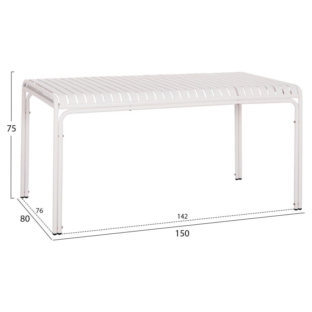 ΤΡΑΠΕΖΙ ΑΛΟΥΜΙΝΙΟΥ RACHEL HM6339.02 ΛΕΥΚΟ 150x80x75Υεκ.