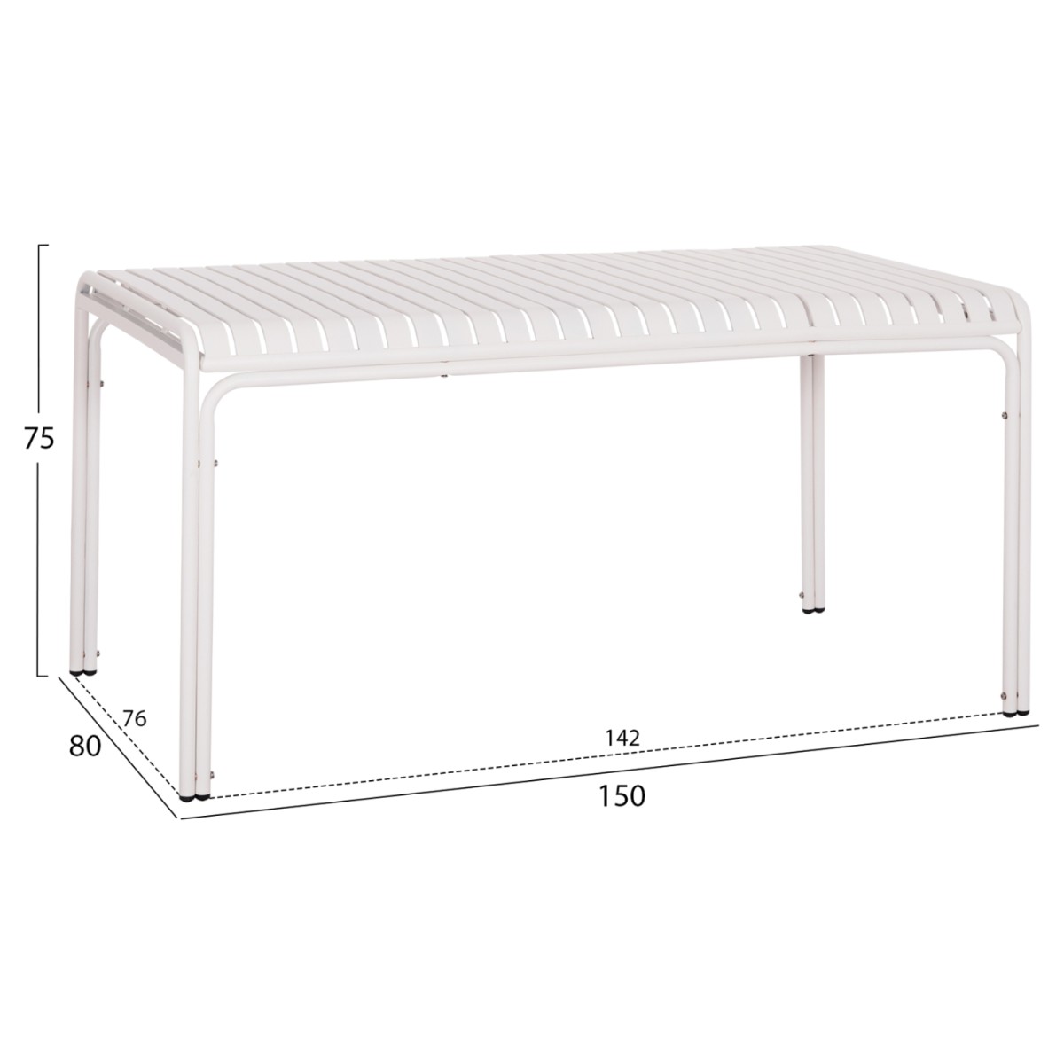 ΤΡΑΠΕΖΙ ΑΛΟΥΜΙΝΙΟΥ RACHEL HM6339.02 ΛΕΥΚΟ 150x80x75Υεκ.