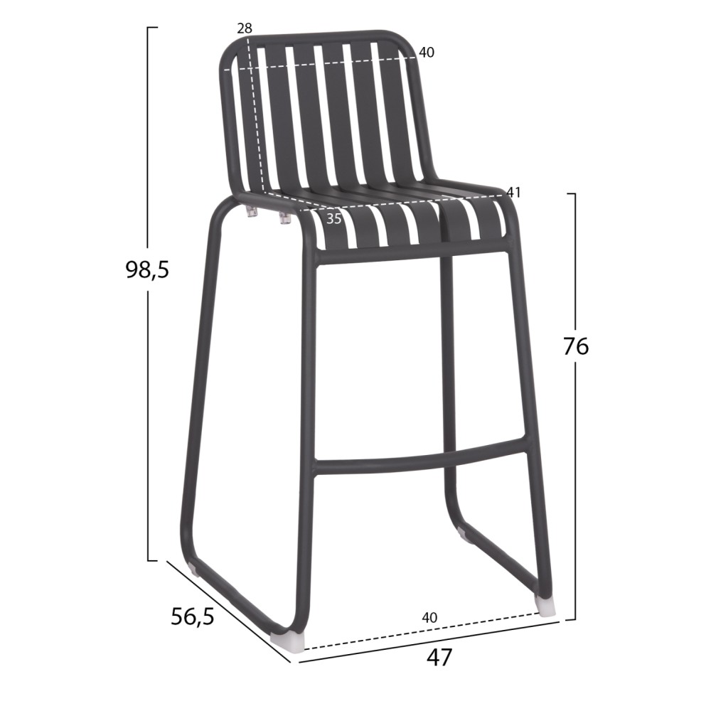 ΣΚΑΜΠΟ ΜΠΑΡ ΑΛΟΥΜΙΝΙΟΥ RACHEL HM6341.01 ΓΚΡΙ 47x56,5x98,5Υεκ.