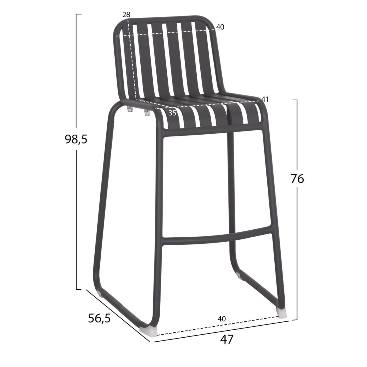 ΣΚΑΜΠΟ ΜΠΑΡ ΑΛΟΥΜΙΝΙΟΥ RACHEL HM6341.01 ΓΚΡΙ 47x56,5x98,5Υεκ.