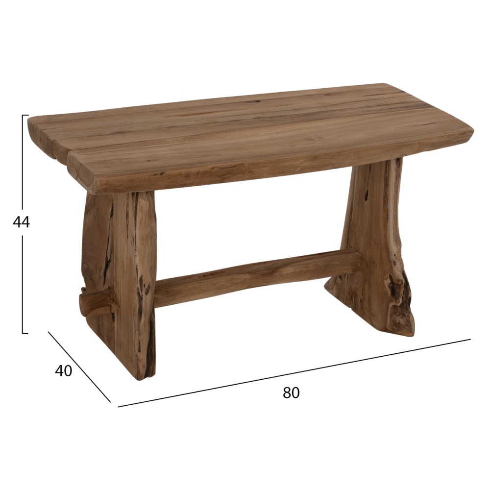 ΠΑΓΚΑΚΙ YEDI HM9347 ΑΠΟ ΜΑΣΙΦ ΞΥΛΟ TEAK ΦΥΣΙΚΟ 80X40X44Y εκ.